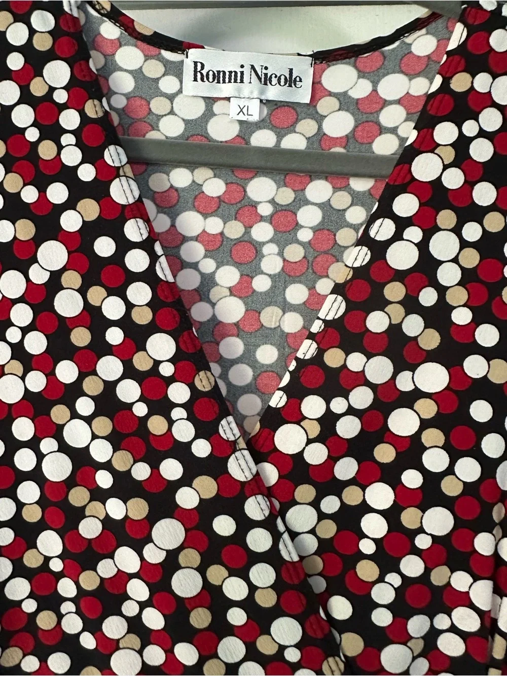 Ronni Nicole Red Black and White Polka Dot Sleeveless Wrap Camisole
